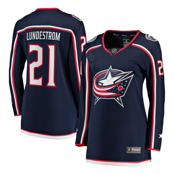 Women's Columbus Blue Jackets Isac Lundestrom Fanatics Navy Home Breakaway Jersey - Image 1