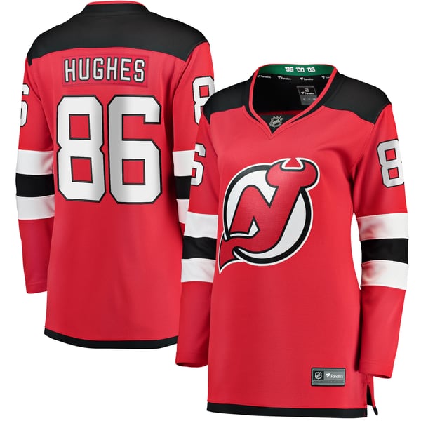 Women's New Jersey Devils Jack Hughes Fanatics Red Home Breakaway Jersey - Image 2