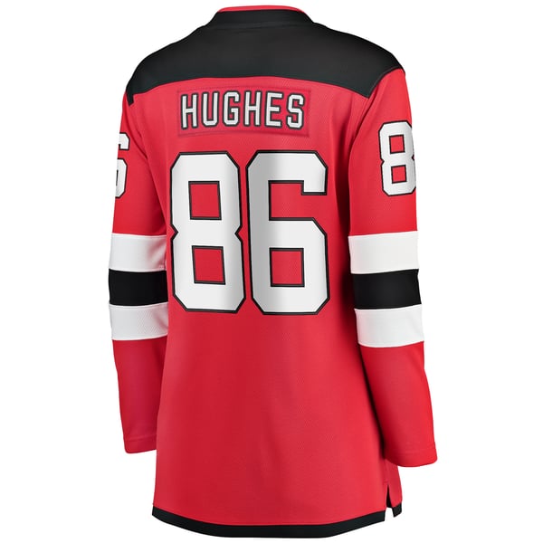 Women's New Jersey Devils Jack Hughes Fanatics Red Home Breakaway Jersey - Image 4
