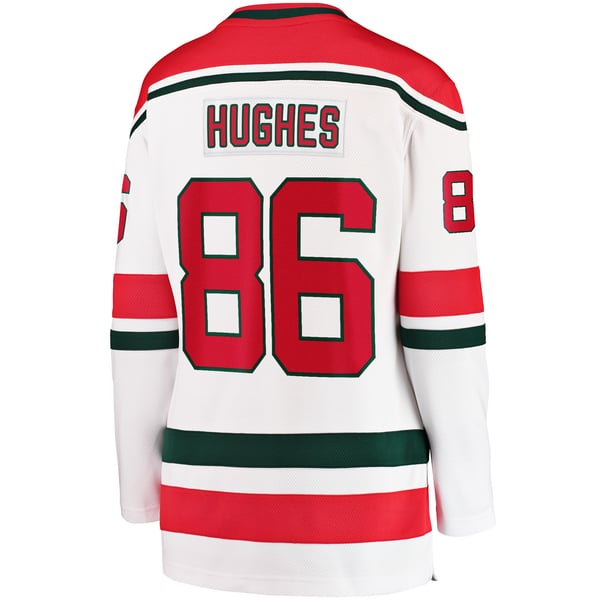 Women's New Jersey Devils Jack Hughes Fanatics White Alternate Breakaway Jersey - Image 4
