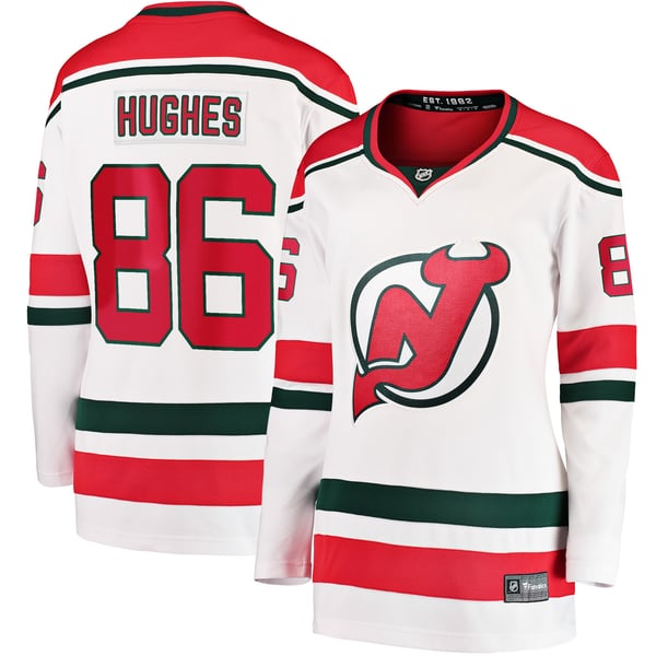 Women's New Jersey Devils Jack Hughes Fanatics White Alternate Breakaway Jersey - Image 1