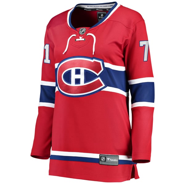Women's Montreal Canadiens Jake Evans Fanatics Red Home Breakaway Player Jersey - Image 3