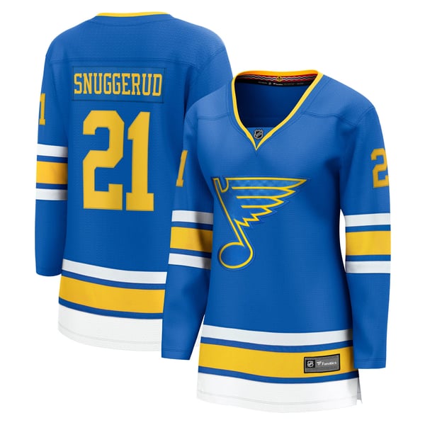 Women's St. Louis Blues Jimmy Snuggerud Fanatics Blue Home Breakaway Jersey - Image 1