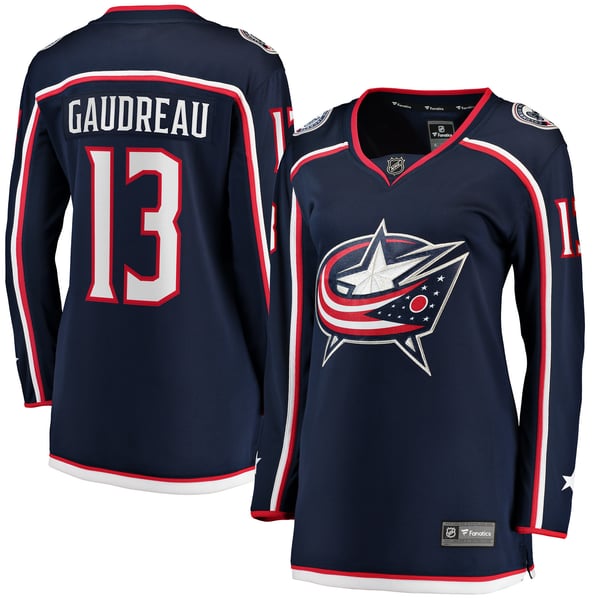 Women's Columbus Blue Jackets Johnny Gaudreau Fanatics Navy Breakaway Player Jersey - Image 1