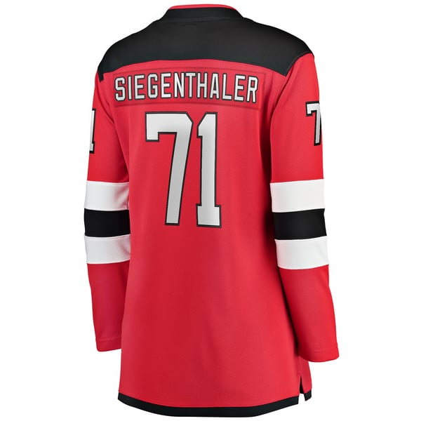 Women's New Jersey Devils Jonas Siegenthaler Fanatics Red Home Breakaway Player Jersey - Image 4