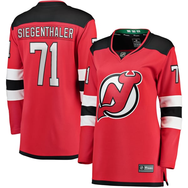 Women's New Jersey Devils Jonas Siegenthaler Fanatics Red Home Breakaway Player Jersey - Image 1