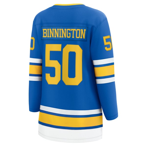 Women's St. Louis Blues Jordan Binnington Fanatics Blue Home Breakaway Player Jersey - Image 4