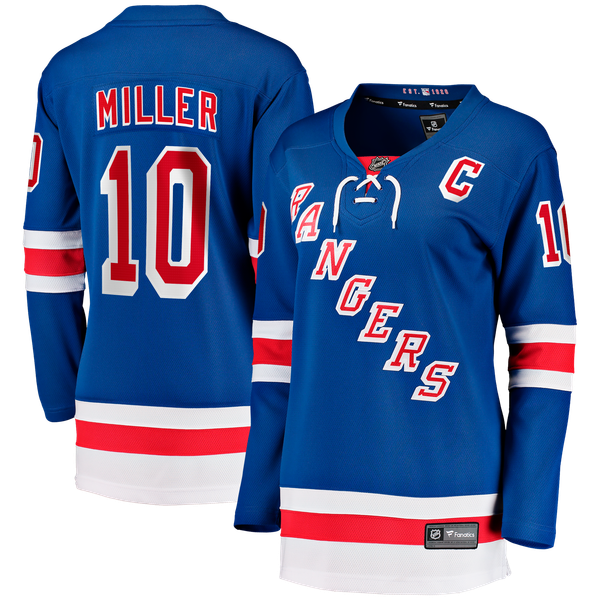 Women's New York Rangers JT Miller Fanatics Blue Home Captain's Patch Breakaway Jersey - Image 1