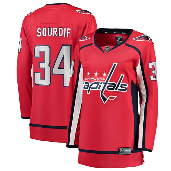 Women's Washington Capitals Justin Sourdif Fanatics Red Home Breakaway Jersey - Image 2