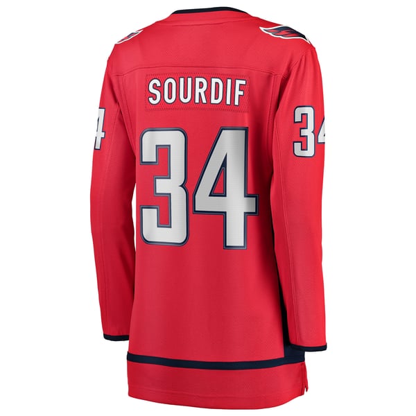 Women's Washington Capitals Justin Sourdif Fanatics Red Home Breakaway Jersey - Image 4