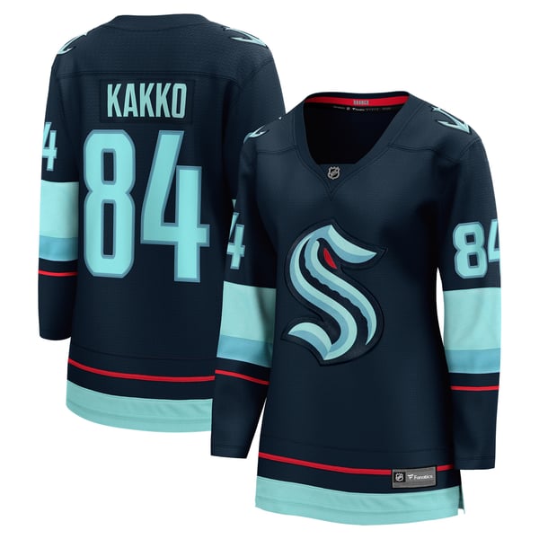 Women's Seattle Kraken Kaapo Kakko Fanatics Deep Sea Blue Home Breakaway Player Jersey - Image 2