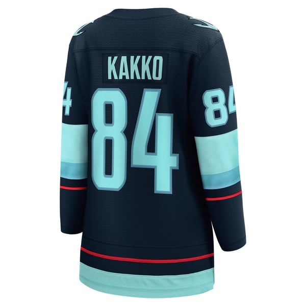 Women's Seattle Kraken Kaapo Kakko Fanatics Deep Sea Blue Home Breakaway Player Jersey - Image 4