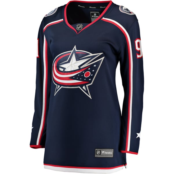Women's Columbus Blue Jackets Kent Johnson Fanatics Navy Home Breakaway Player Jersey - Image 3