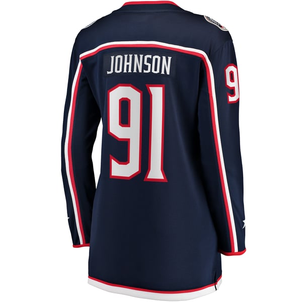 Women's Columbus Blue Jackets Kent Johnson Fanatics Navy Home Breakaway Player Jersey - Image 4