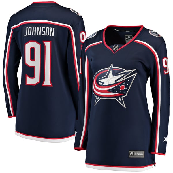 Women's Columbus Blue Jackets Kent Johnson Fanatics Navy Home Breakaway Player Jersey - Image 1