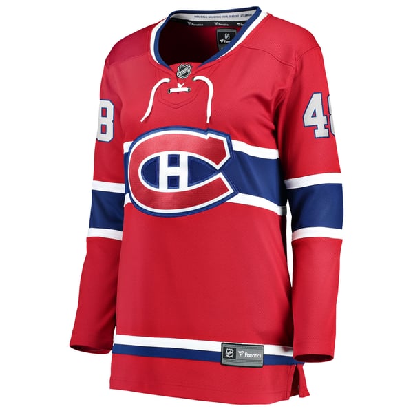 Women's Montreal Canadiens Lane Hutson Fanatics Red Home Breakaway Player Jersey - Image 3