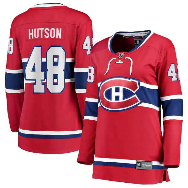 Women's Montreal Canadiens Lane Hutson Fanatics Red Home Breakaway Player Jersey - Image 1