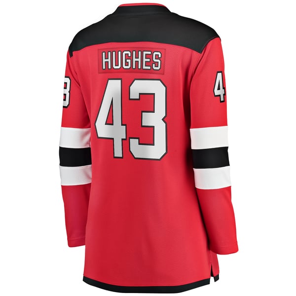 Women's New Jersey Devils Luke Hughes Fanatics Red Home Breakaway Player Jersey - Image 4