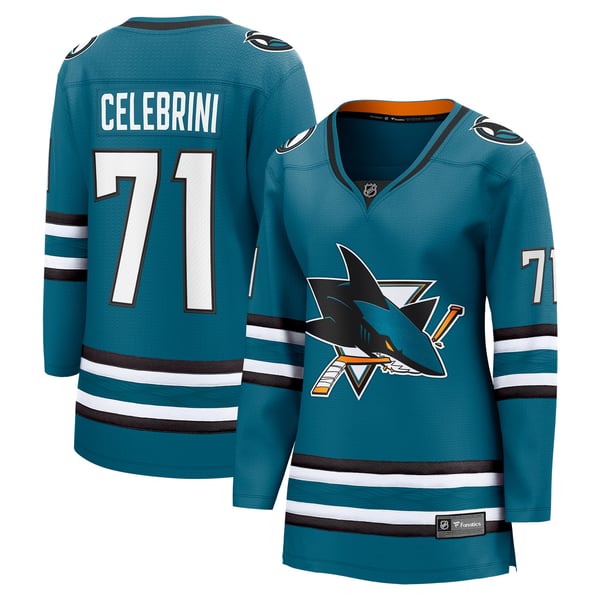 Women's San Jose Sharks Macklin Celebrini Fanatics Teal  Home Breakaway Jersey - Image 2