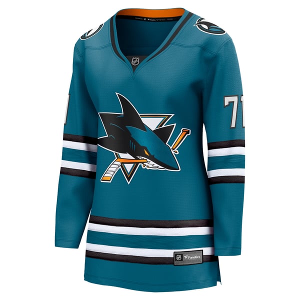 Women's San Jose Sharks Macklin Celebrini Fanatics Teal  Home Breakaway Jersey - Image 3