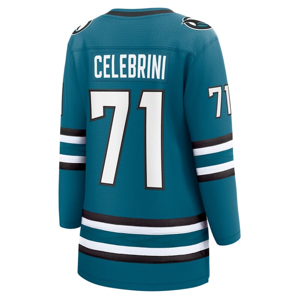 Women's San Jose Sharks Macklin Celebrini Fanatics Teal  Home Breakaway Jersey - Image 4
