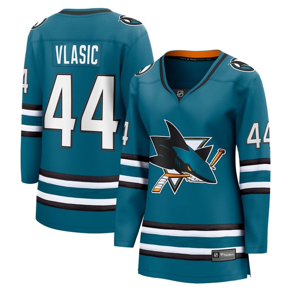 Women's San Jose Sharks Marc-Edouard Vlasic Fanatics Teal Home Breakaway Player Jersey - Image 2