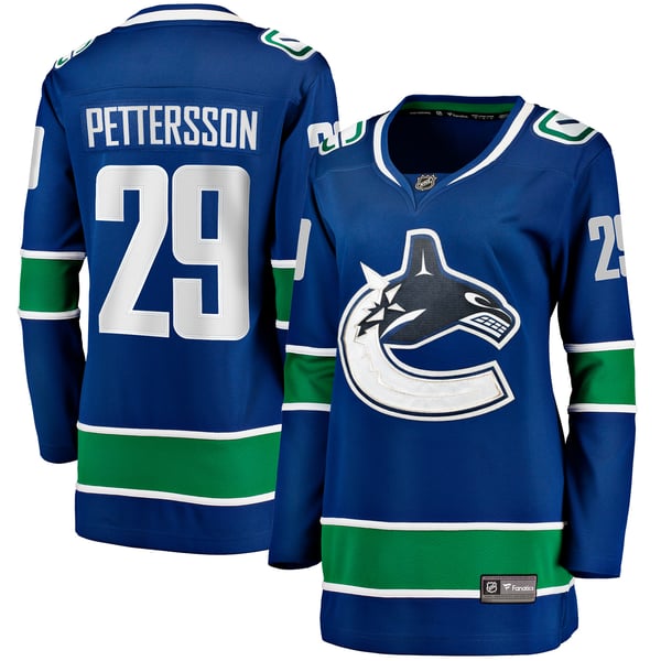 Women's Vancouver Canucks Marcus Pettersson Fanatics Blue Home Breakaway Player Jersey - Image 1
