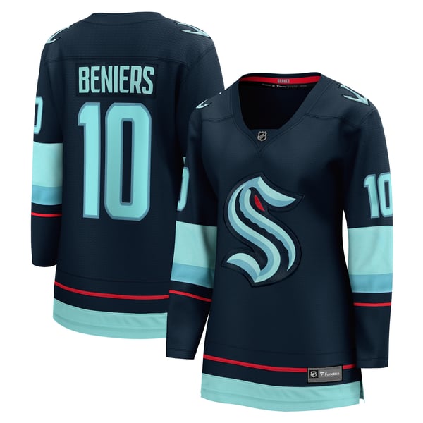 Women's Seattle Kraken Matty Beniers Fanatics Deep Sea Blue Home Breakaway Player Jersey - Image 2