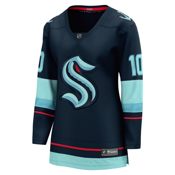 Women's Seattle Kraken Matty Beniers Fanatics Deep Sea Blue Home Breakaway Player Jersey - Image 3
