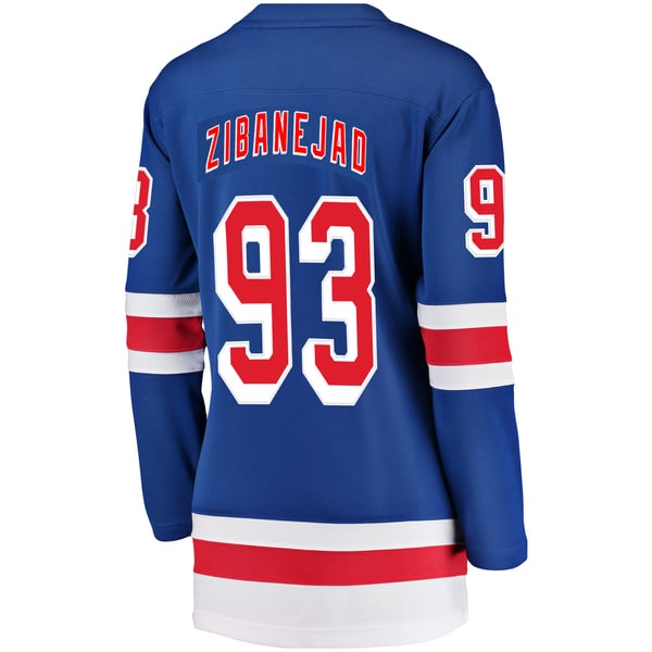 Women's New York Rangers Mika Zibanejad Fanatics Blue Breakaway Player Jersey - Image 4