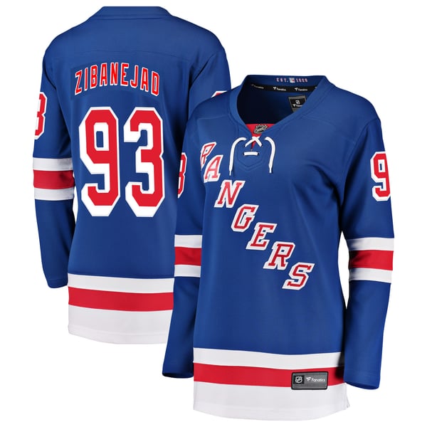 Women's New York Rangers Mika Zibanejad Fanatics Blue Breakaway Player Jersey - Image 1