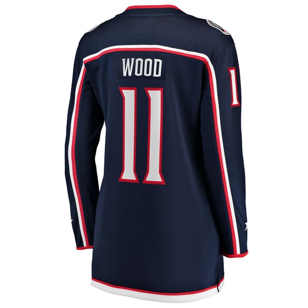 Women's Columbus Blue Jackets Miles Wood Fanatics Navy Home Breakaway Jersey - Image 4
