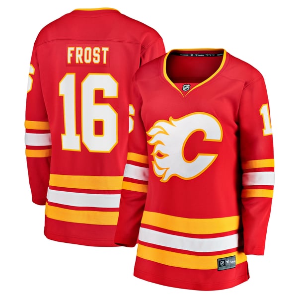 Women's Calgary Flames Morgan Frost Fanatics Red Home Breakaway Jersey - Image 1