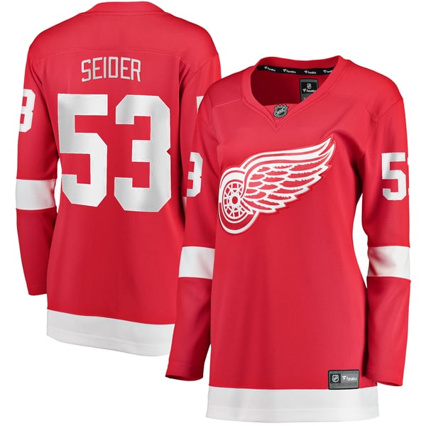 Women's Detroit Red Wings Moritz Seider Fanatics Red Home Breakaway Player Jersey - Image 2