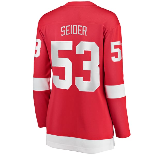 Women's Detroit Red Wings Moritz Seider Fanatics Red Home Breakaway Player Jersey - Image 4