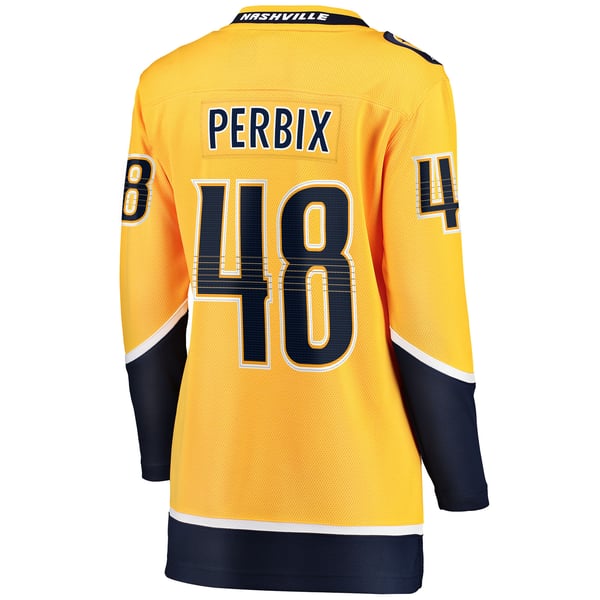 Women's Nashville Predators Nick Perbix Fanatics Gold Home Breakaway Jersey - Image 4