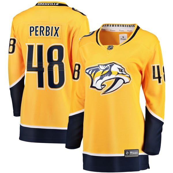 Women's Nashville Predators Nick Perbix Fanatics Gold Home Breakaway Jersey - Image 1