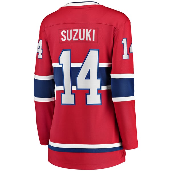 Women's Montreal Canadiens Nick Suzuki Fanatics Red Home Captain Patch Breakaway Player Jersey - Image 4