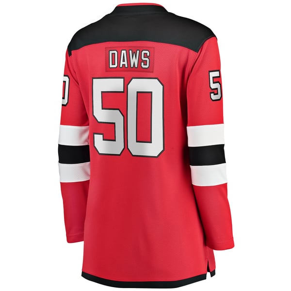 Women's New Jersey Devils Nico Daws Fanatics Red Home Breakaway Player Jersey - Image 4