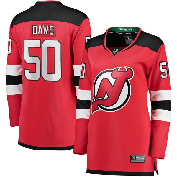 Women's New Jersey Devils Nico Daws Fanatics Red Home Breakaway Player Jersey - Image 1