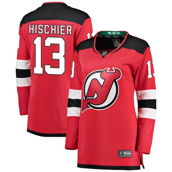 Women's New Jersey Devils Nico Hischier Fanatics Red Breakaway Home Player Jersey - Image 2