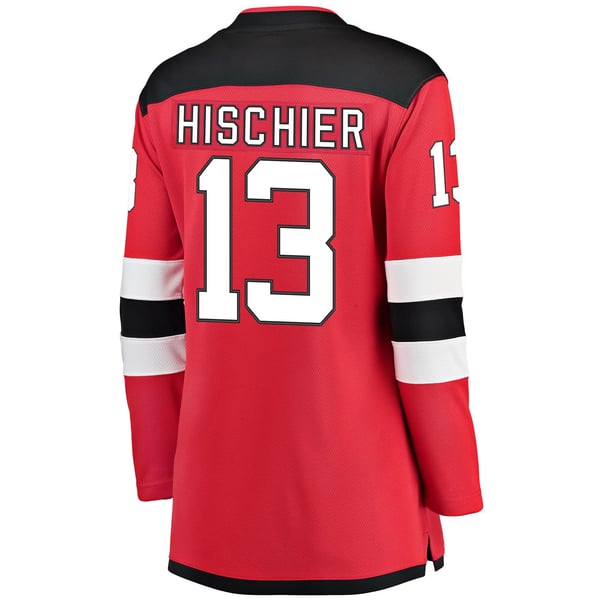 Women's New Jersey Devils Nico Hischier Fanatics Red Breakaway Home Player Jersey - Image 4