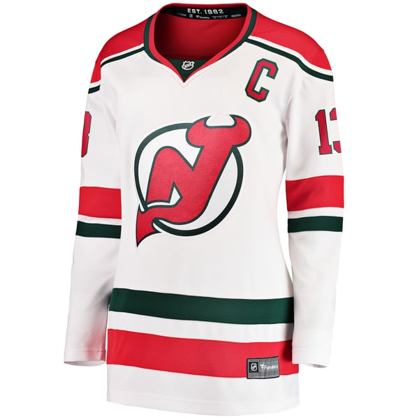 Women's New Jersey Devils Nico Hischier Fanatics White Alternate Breakaway Jersey - Image 3