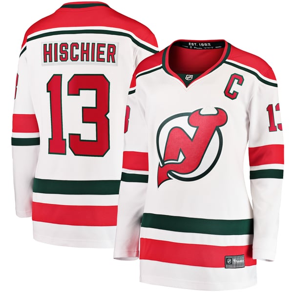 Women's New Jersey Devils Nico Hischier Fanatics White Alternate Breakaway Jersey - Image 1