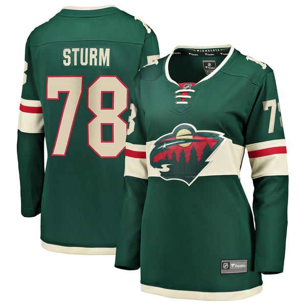 Women's Minnesota Wild Nico Sturm Fanatics Green Home Breakaway Jersey - Image 1