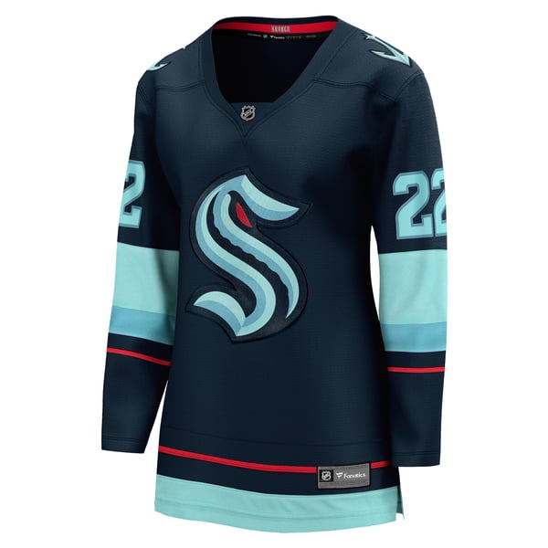 Women's Seattle Kraken Oliver Bjorkstrand Deep Sea Blue Fanatics Home Breakaway Player Jersey - Image 3