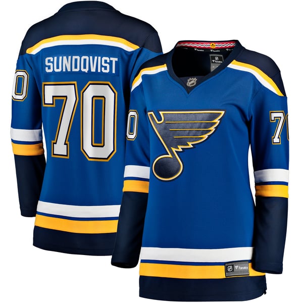Women's St. Louis Blues Oskar Sundqvist Fanatics Blue Home Breakaway Player Jersey - Image 2