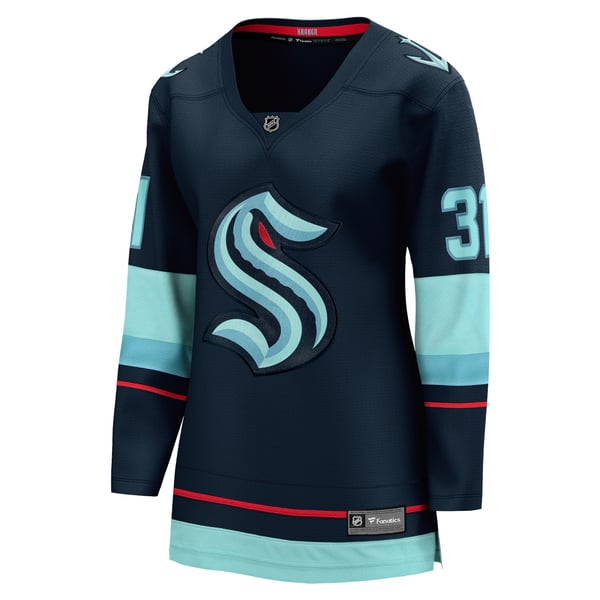 Women's Seattle Kraken Philipp Grubauer Fanatics Navy Home Breakaway Player Jersey - Image 3