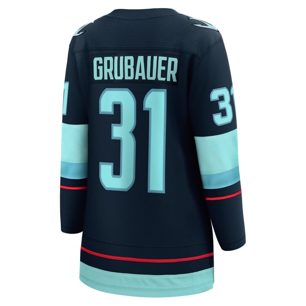 Women's Seattle Kraken Philipp Grubauer Fanatics Navy Home Breakaway Player Jersey - Image 4