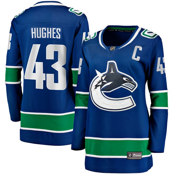Women's Vancouver Canucks Quinn Hughes Fanatics Blue Home Breakaway Player Jersey - Image 2